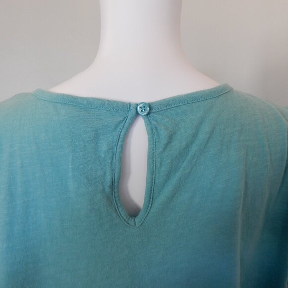 LC Lauren Conrad Womens Bow Front Laced Short Sleeved Blouse Light Blue/Green XL - Picture 6 of 10